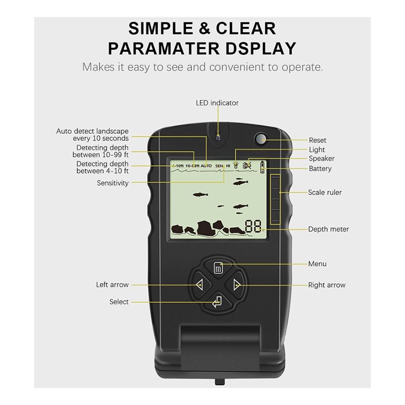 Novo Localizador de Peixes Por - Fishing Depth Finder avaliação e preço