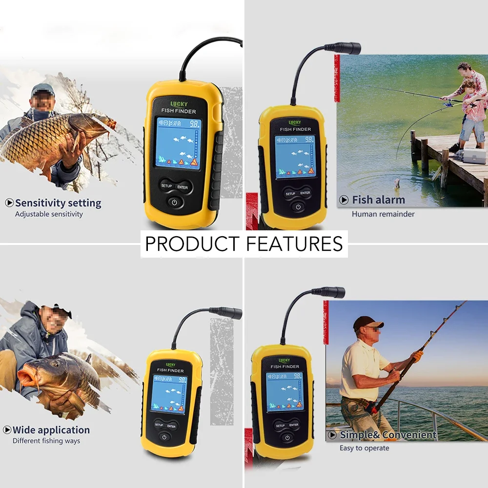 Lucky lcd tela colorida portát - Fishing Depth Finder avaliação e preço